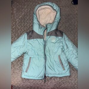 Light Blue reversible Hooded Puffer Jacket